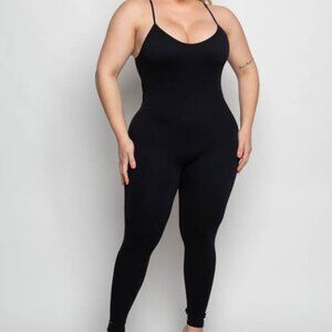 Women's Plus Size Seamless Bodycon Low Back Cami Jumpsuit